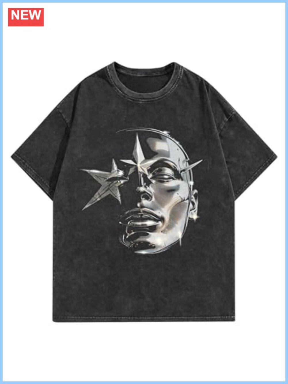 Unisex Graphic Tee Cotton Oversized Vintage Acid Wash Short Sleeve T-Shirt
